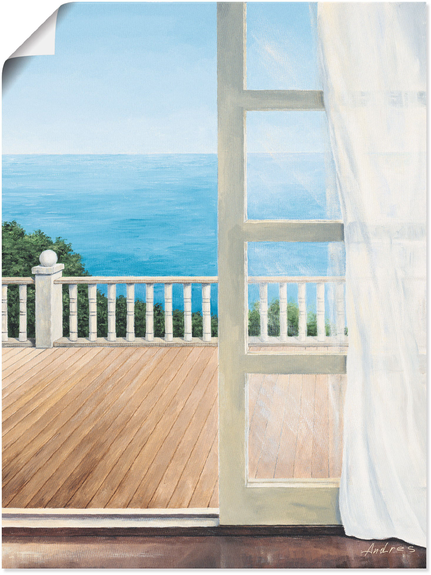 Artland Poster "Veranda mit Meerblick", Fensterblick, (1 St.) von Artland