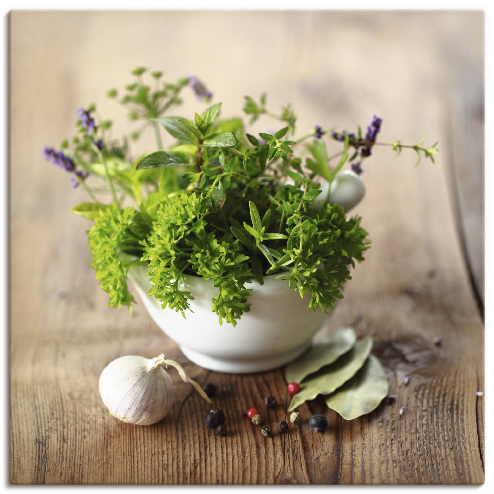 Artland Wandbild "Verschiedene Kräuter - Küche" Arrangements 1 Stk. tlg. als Alubild, Outdoorbild, Leinwandbild, Poster, Wandaufkleber von Artland