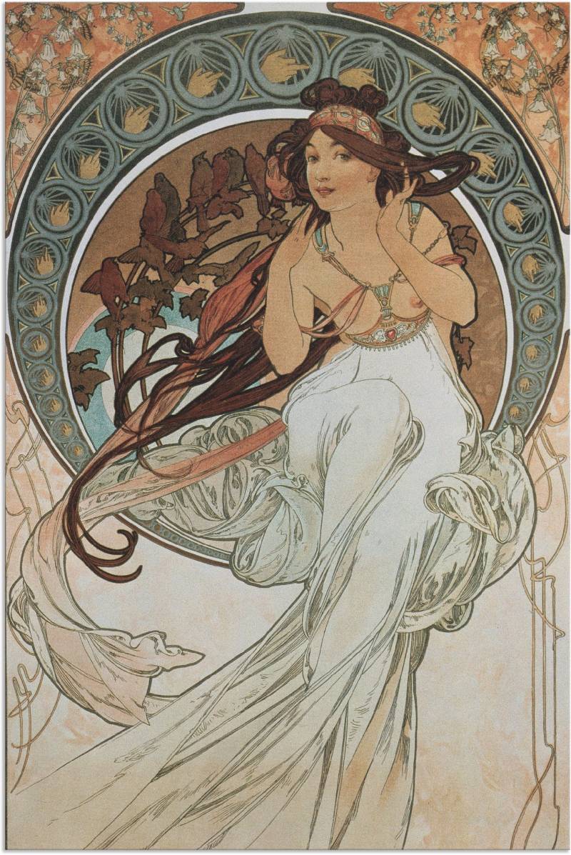 Artland Wandbild "Vier Künste: Die Musik. 1898" Frau 1 Stk. tlg. als Alubild, Outdoorbild, Poster in verschied. Größen von Artland