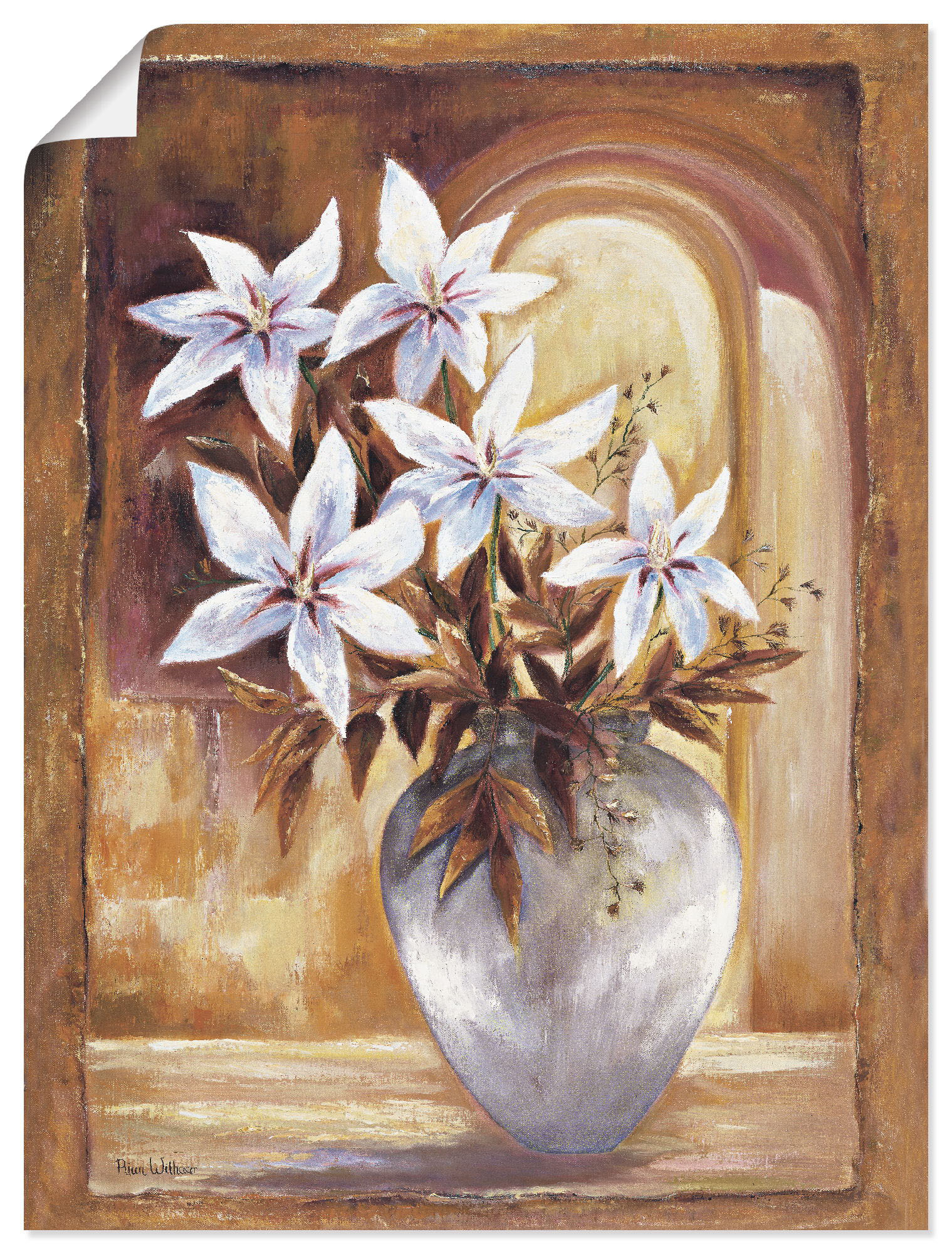 Artland Wandbild "Weiße Blumen in Vase II", Blumen, (1 St.), als Leinwandbild, Poster in verschied. Größen von Artland