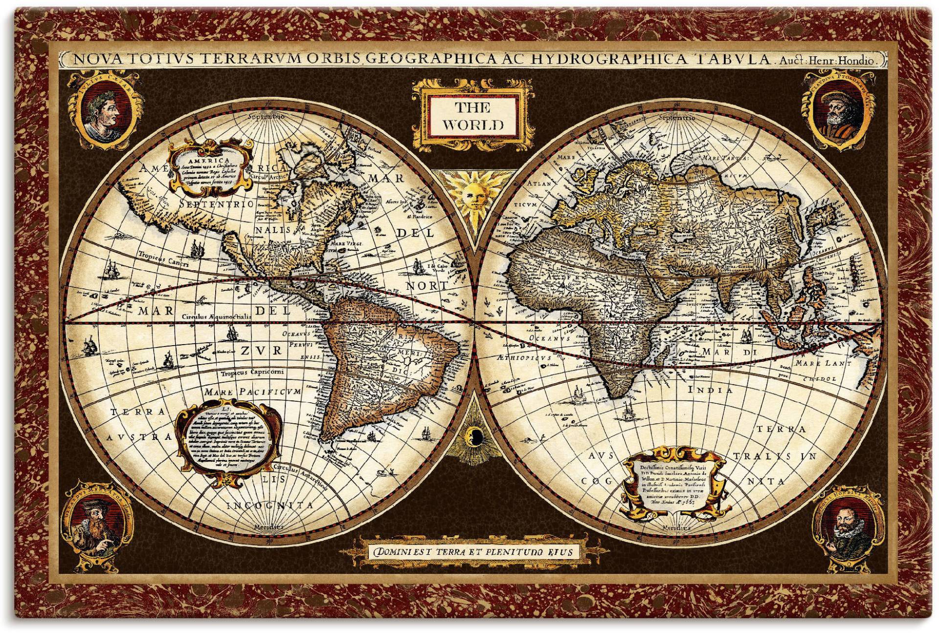 Artland Wandbild "Weltkarte" Landkarten 1 Stk. tlg. als Alubild, Outdoorbild, Leinwandbild, Poster, Wandaufkleber von Artland