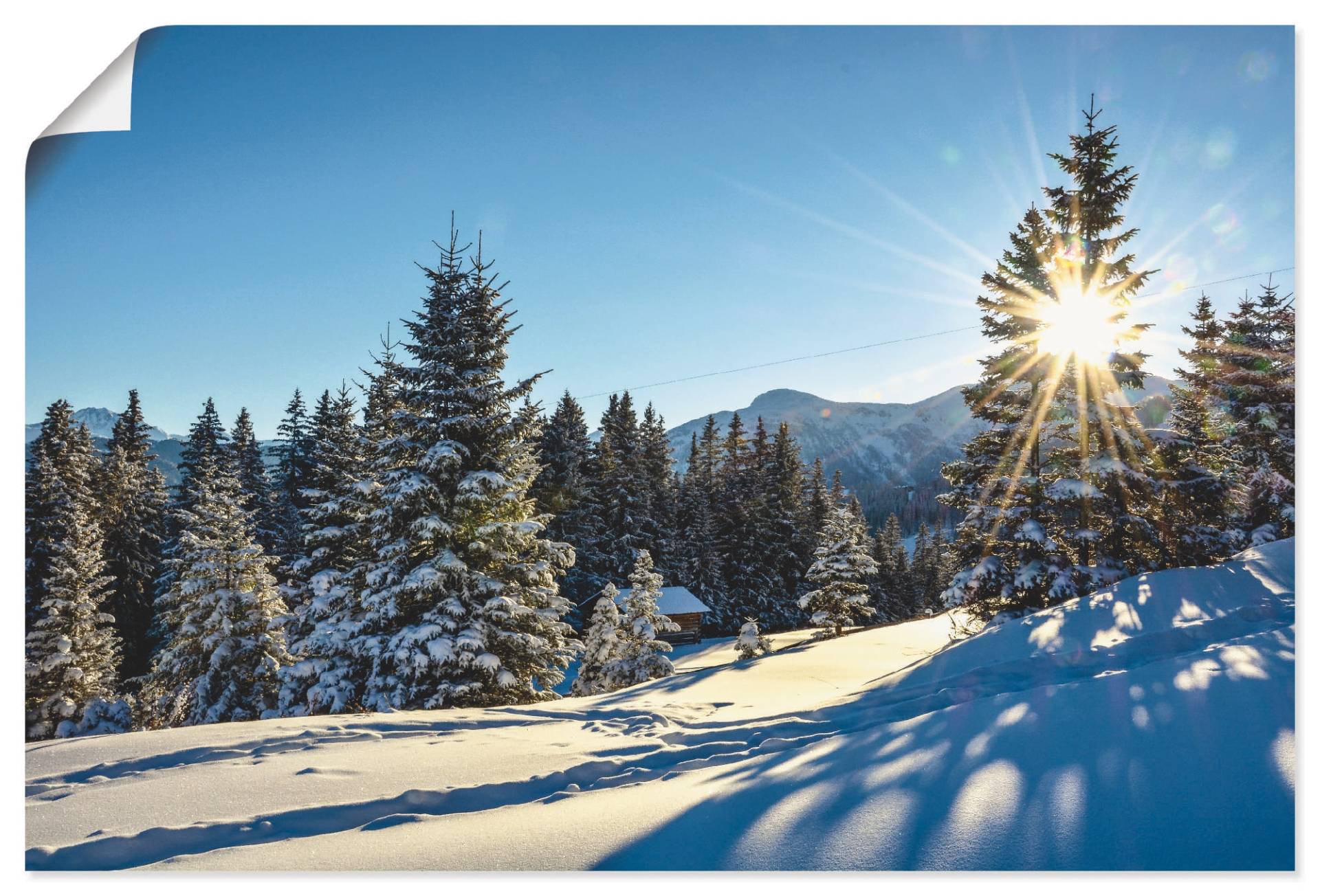 Artland Poster "Winterlandschaft mit Sonnenstern", Berge, (1 St.) von Artland