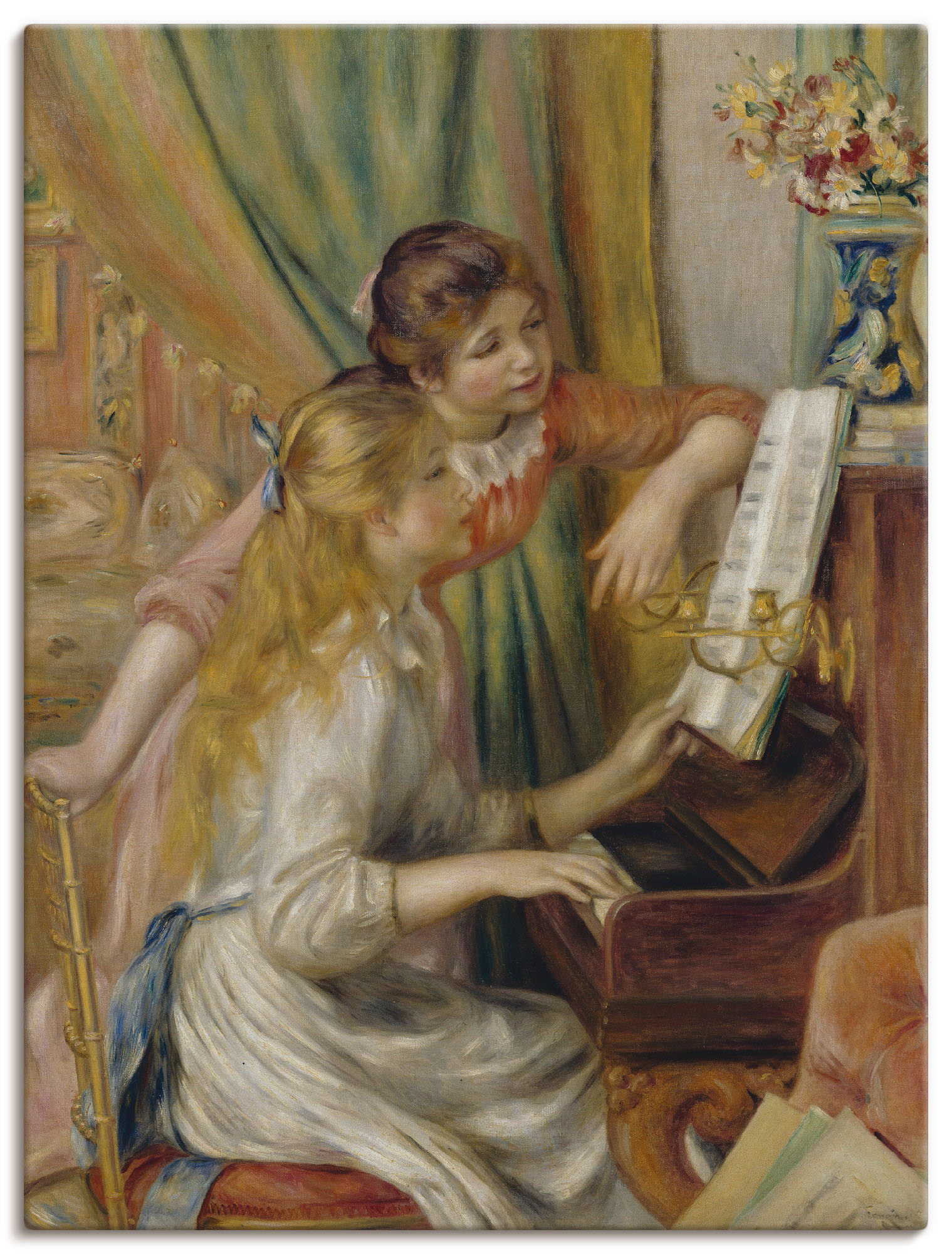 Artland Leinwandbild "Zwei Mädchen am Klavier", Kind, (1 St.) von Artland