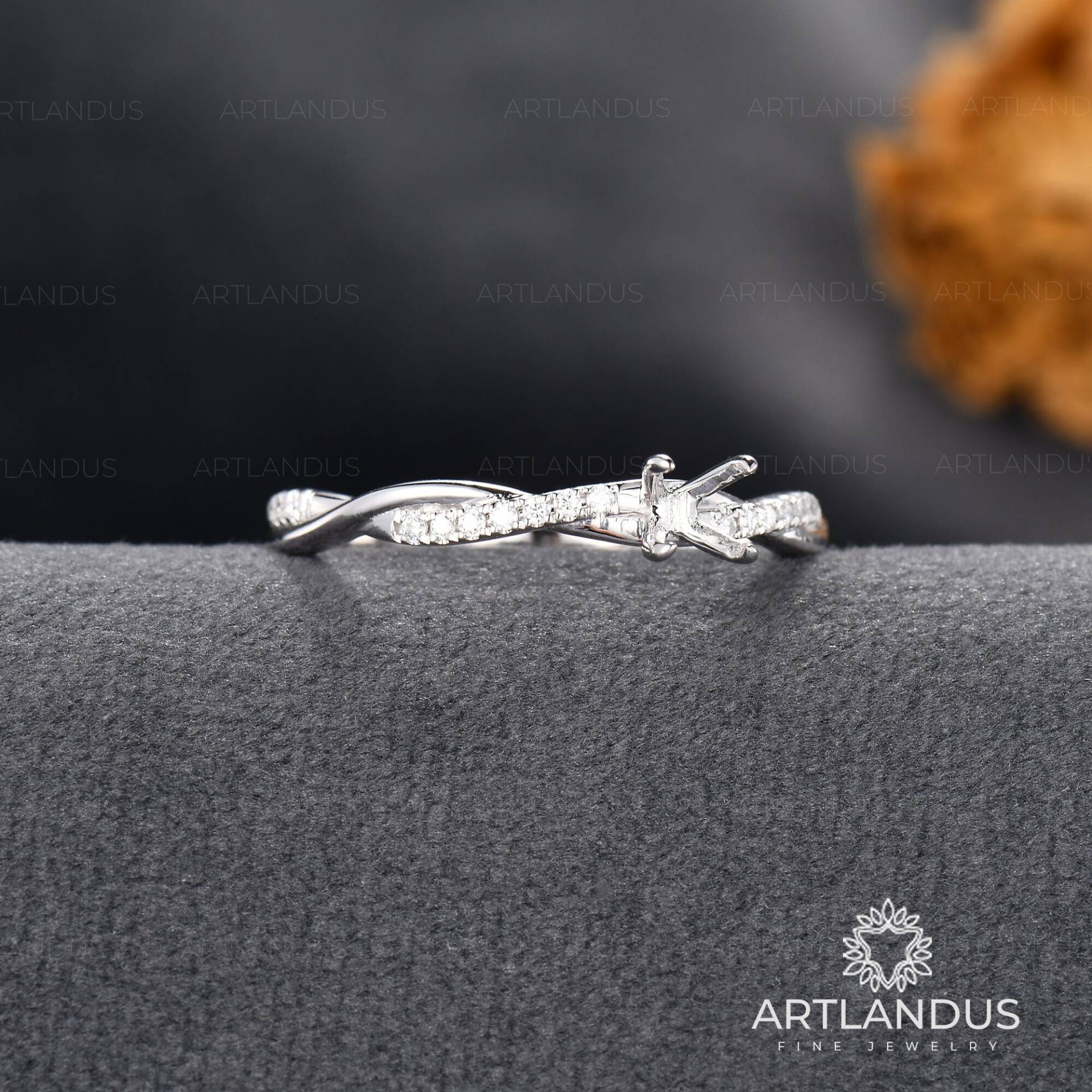 Benutzerdefinierte Weißgold Verlobungsring Einstellung Infinity Halb Diamant Ring Solitär Personalisierter Antiker Versprechen Geschenk von ArtlandUS