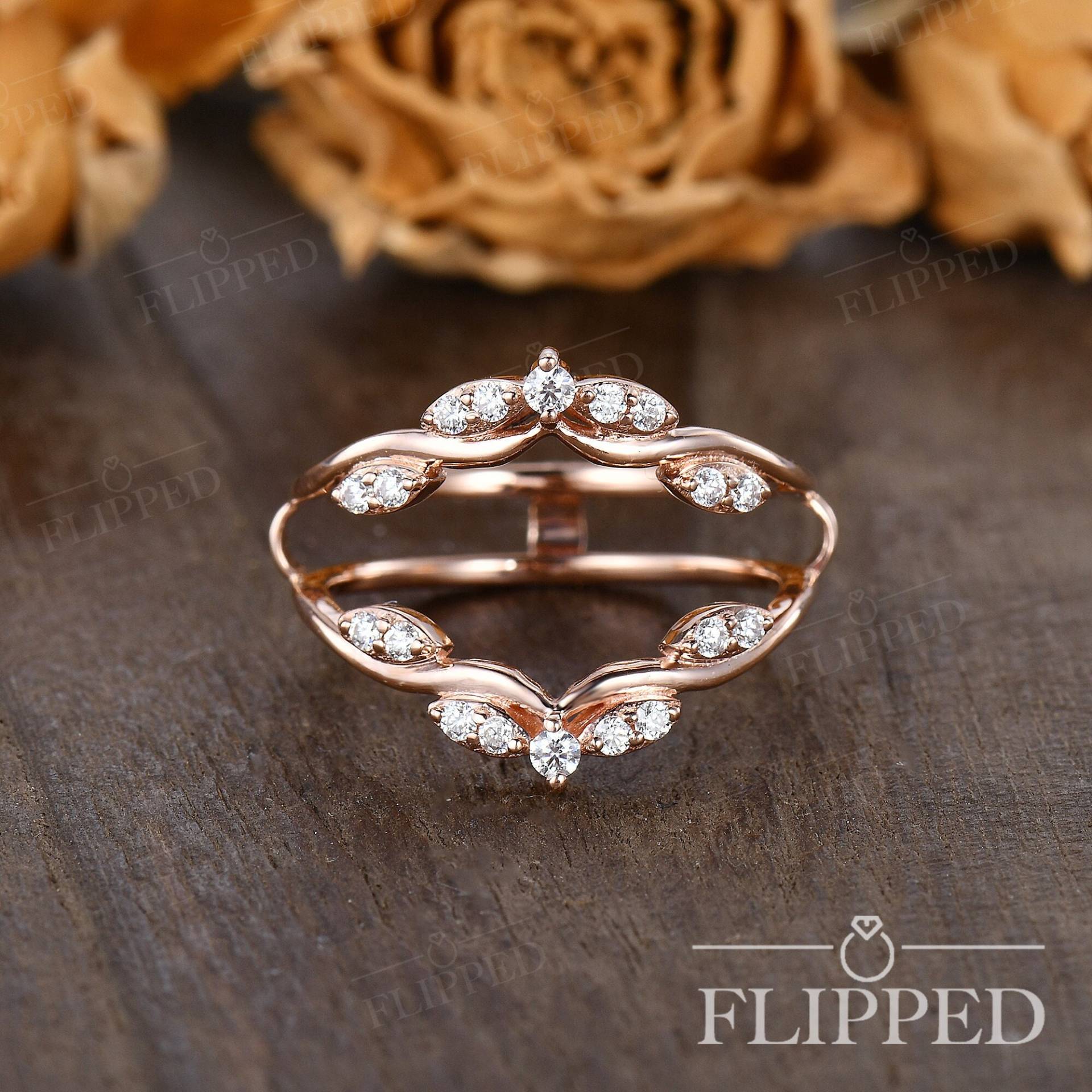 Doppel Band Cluster Ring Gebogen Ehering Frauen Weißgold Vintage Diamant Verstärker Moissanite Eheringe von ArtlandUS