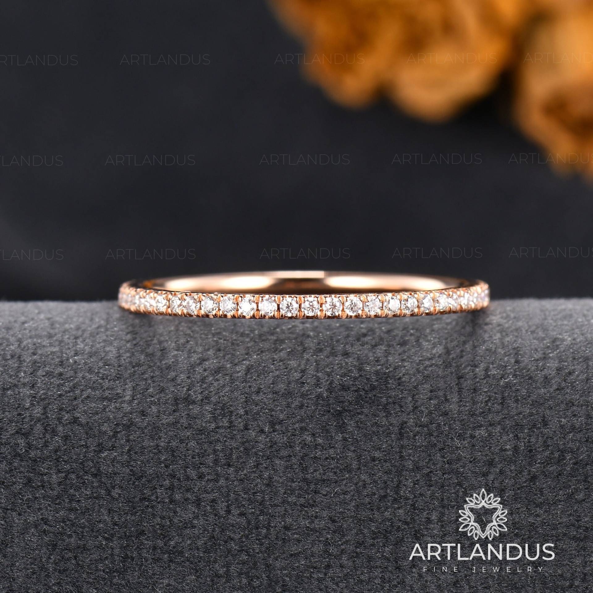 Eternity Diamant Ehering Frauen Rose Gold Moissanite Stapeln Passende Band Frau Dünne Minimalist Zarte Zierliche Ring von ArtlandUS