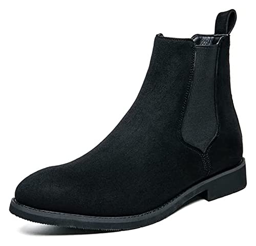 Artminzo Men's High Top Chelsea Boots Pointed Toe ShoesAnkle Boots Black Casual Elastic High-top Pull Tap Slip On Shoes (Color : Black, Size : 47 EU) von Artminzo