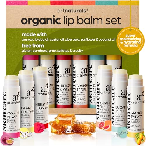 ArtNaturals Lippenpflegestift Lip Balm Set - (6 x 0.15 Oz / 4.25g) - 6 Natürliche Pflegestifte mit Ausgewählten Verschiedenen Aromen - mit Bienenwachs und Jojoba-Öl für zarte Lippen von Artnaturals