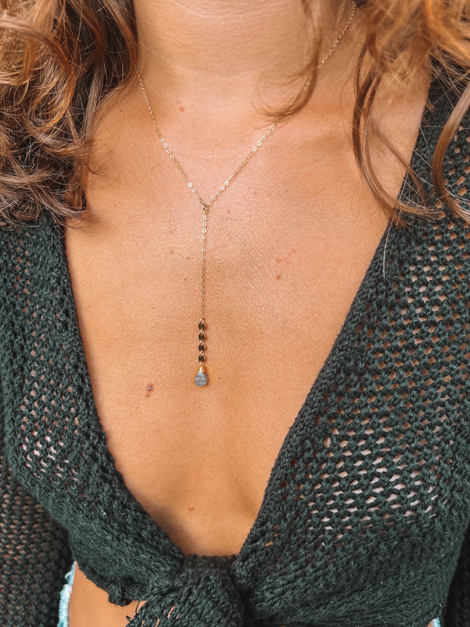 Labradorit Lariat Tropfen/14K Gold Filled 16" Labradorit Lariat Tropfen/14K Gold Filled 16" von ArtofSunshineJewelry