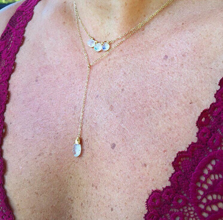 Mondstein Tropfen Halskette/14K Gold Filled Mondstein Tropfen Halskette/14K Gold Filled von ArtofSunshineJewelry