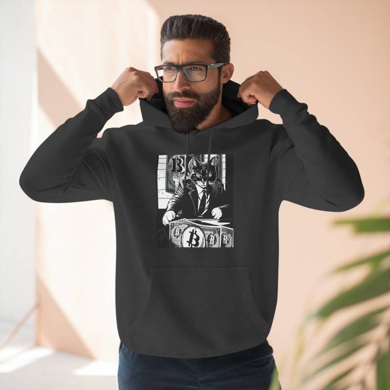 Fleece Hoodie "Strange Cat Thinking About Investing in Bitcoins" Invest Style A Sophisticated Blend Of Quirk & Comfort Fleece Hoodie "Strange Cat Thinking About Investing in Bitcoins" Invest Style A Sophisticated Blend Of Quirk & Comfort von ArtorangeGallery