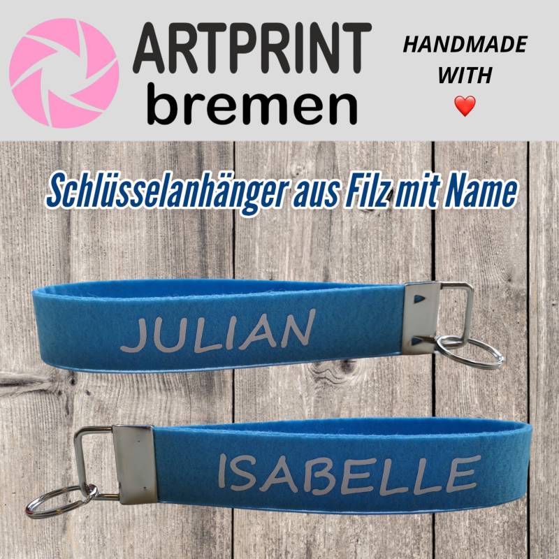 Personalisierter Schlüsselanhänger Aus Filz Mit Name/Text von ArtprintBremen