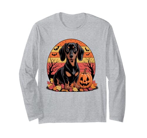 Halloween Dackel Hund Kinder Männer Frauen 2025 Langarmshirt von Arts Designs Halloween - The Dachshund