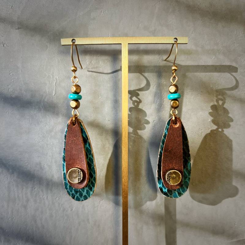 Handmade Leder Ohrringe Hippie Boho Vintage von ArtsandcraftsByJunyi