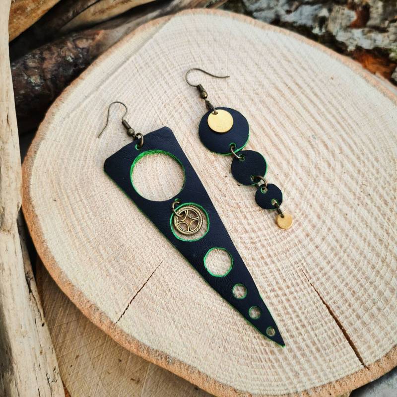 Ohrringe Geometrie Aus Echtem Leder von ArtsandcraftsByJunyi