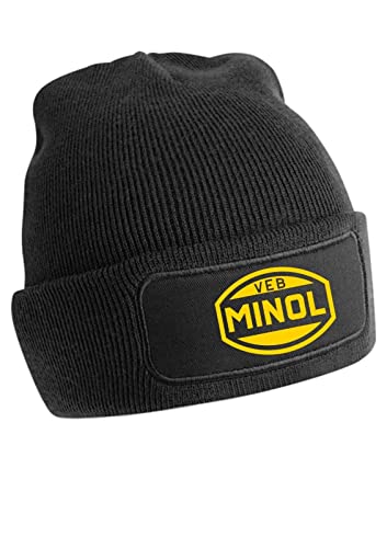 Artshirt Factory Minol VEB Beanie Mütze, Muster Name: Gelb, Farbe: Schwarz von Artshirt Factory