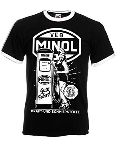 VEB MINOL Tanke Ringer T-Shirt Schwarz, Größe: 2XL von Artshirt Factory