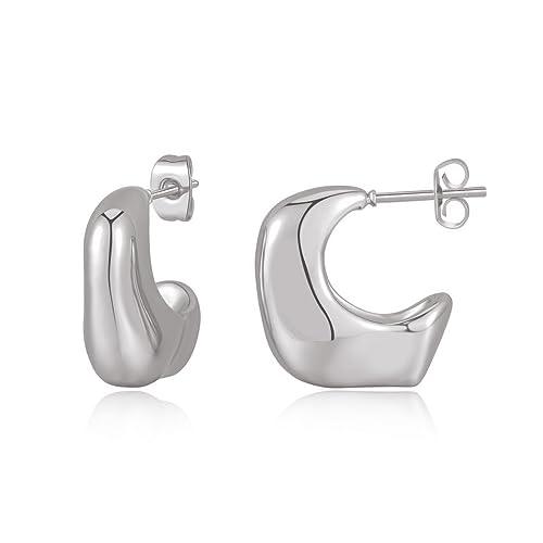 Artskin Ohrringe Dupes, Chunky Ohrringe für Frauen, Tearsdrop Lightweight Waterdrop Hollow Open Hoops, Hypoallergenic Silber Plated Modeschmuck für Frauen und Mädchen von Artskin