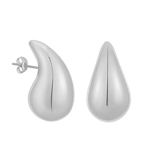 Artskin Damen Ohrringe Dupes hypoallergene Ohrstecker Silber Ohrringe Modeschmuck für Mädchen Chunky Earrings für Frauen Dicke Creolen für Frauen leichte Waterdrop von Artskin