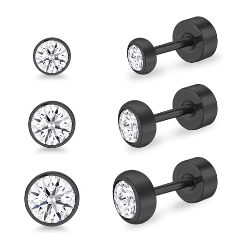 Artskin Frauen Ohrstecker Titan Flatback Ohrringe Hypoallergene Kristall Ohrringe Silber Knorpel Ohrring 3mm/4mm/5mm-Pink von Artskin