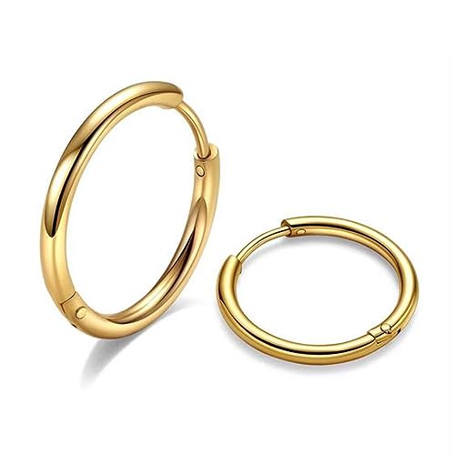 Artskin Gold Hoop Earrings Huggie Frauen Ohrringe Titan Hypoallergen Lightweight Ohrringe für empfindliche Ohren Knorpel Helix Lobes Hinged Tragus Ohr 12mm Silber Hugging Hoop Earrings von Artskin