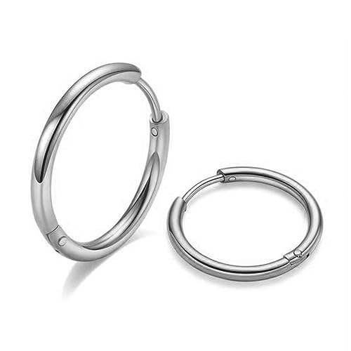 Silber Hoop Earrings Huggie Frauen Ohrringe Titan Hypoallergen Lightweight Ohrringe für empfindliche Ohren Knorpel Helix Lobes Hinged Tragus Ohr 12mm Silber Hugging Hoop Earrings von Artskin