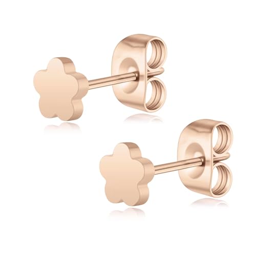 Artskin Titan Frauen Rose Gold Ohrstecker Nickel frei hypoallergen Mädchen Ohrring Ohrstecker für empfindliche Ohren zierlich herzförmigen Ohrring für Frauen Mädchen Teens von Artskin