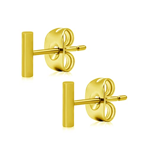 Artskin Titan Frauen Ohrstecker Nickel frei hypoallergen Mädchen Ohrring Ohrstecker für empfindliche Ohren zierlich herzförmigen Ohrring für Frauen Mädchen Teens (Bar-Gold) von Artskin