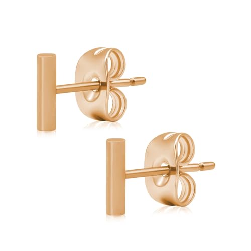 Artskin Bar Ohrringe Titan Linie Stick Ohrstecker Nickel frei Minimalistisch Winzige Kleine Zierliche Ohrringe Hypoallergene Mode Geschenk für Mädchen Frauen (Bar-Rose Gold) von Artskin