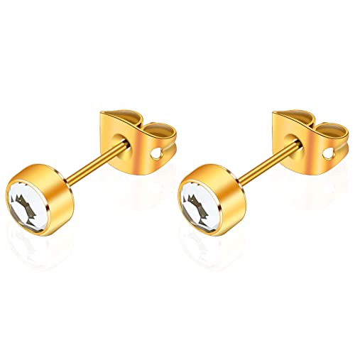 Artskin Damen Ohrstecker Herren Mädchen Ohrringe Titan Hypoallergen Ohrringe Nickelfrei 3mm 14K Gold S925 Sterling Silber Ohrringe für empfindliche Ohren von Artskin