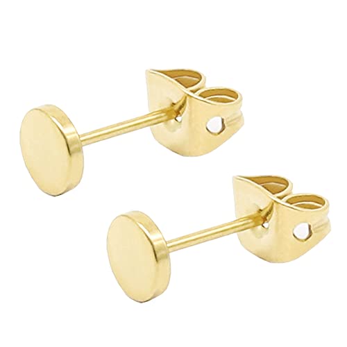 Damen Goldohrringe Titan Ohrstecker für Herren Ohrring Mädchen Kinder Ohrringe 3mm Rund Flach Hypoallergen Ohrringe Ohrstecker Geburtstagsgeschenk (3mm, Gold) von Artskin