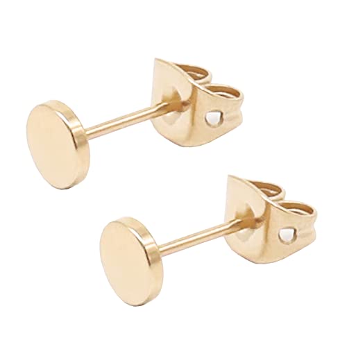 Damen Goldohrringe Titan Ohrstecker für Männer Ohrring Mädchen Kinder Ohrringe 3 mm 14 K Roségold Rund Flach Hypoallergen Ohrringe Ohrstecker Geburtstagsgeschenk (3mm, Roségold) von Artskin