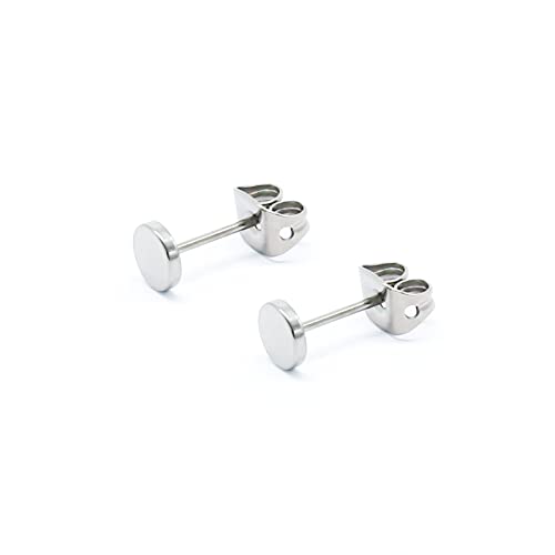 Damen Silber 925 Ohrstecker Titan Ohrringe Herren Mädchen Kinder 3mm flach klassisch rund Scheiben hypoallergen 3mm Ohrringe (3mm, Silber) von Artskin