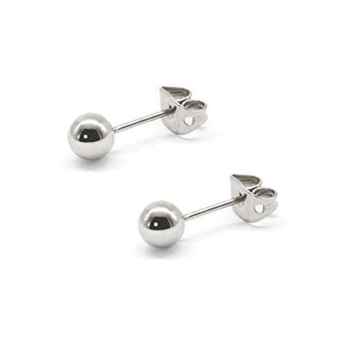 Titan Silber Kugel Damen Ohrstecker Hypoallergene Ohrringe für Frauen Männer Mädchen Ohrringe 4mm Silber Runde Kugel Ohrringe für empfindliche Ohren von Artskin