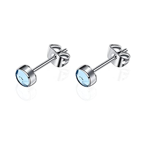 Artskin Damen Ohrstecker G23 Titan Herren Mädchen Ohrringe Hypoallergen Nickelfrei Kristall 5mm Ohrringe Ohrschmuck Geburtstagsgeschenk von Artskin