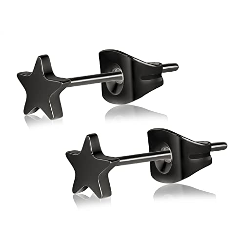 Artskin Nickel frei hypoallergen Titanium Stern Ohrstecker für empfindliche Haut zierliche flache Ohrringe für Teenager Mädchen Frauen kleine minimalistische einfache Schmuck von Artskin