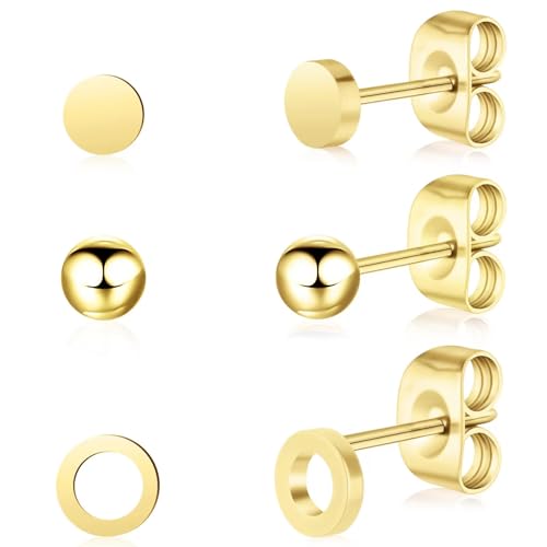 Artskin Titan Frauen gold Ohrstecker nickelfrei hypoallergen Mädchen Ohrringe Ohrstecker für empfindliche Ohren klassischen Ohrring Frauen Mädchen Teenager von Artskin