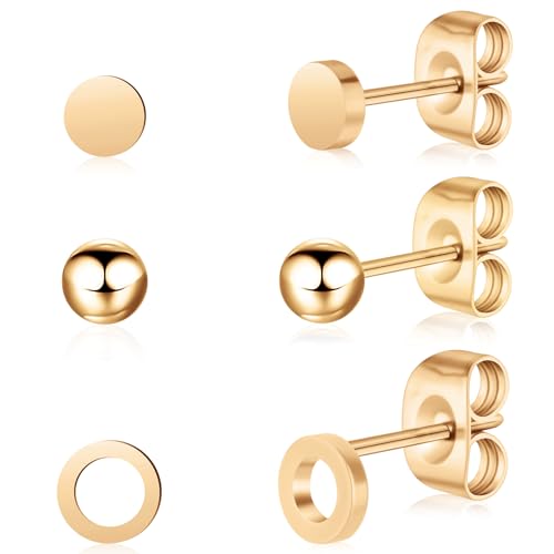 Artskin Titan Frauen rosegold Ohrstecker nickelfrei hypoallergen Mädchen Ohrringe Ohrstecker für empfindliche Ohren klassischen Ohrring Frauen Mädchen Teenager von Artskin