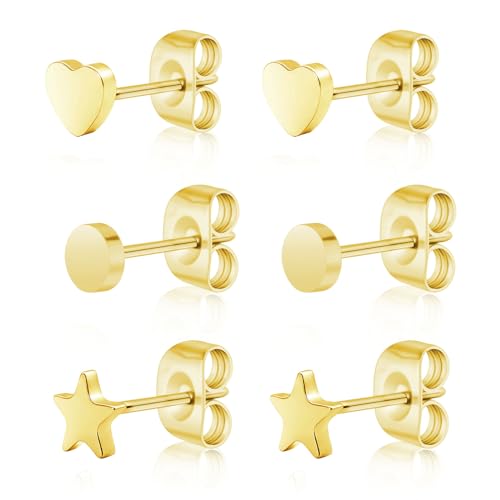 Artskin Titan Frauen gold Ohrstecker nickelfrei hypoallergen Mädchen Ohrringe Ohrstecker für empfindliche Ohren klassischen Ohrring Frauen Mädchen von Artskin