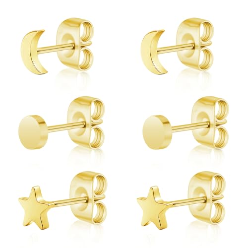 Artskin Titan Frauen gold Ohrstecker nickelfrei hypoallergen Mädchen Ohrringe Ohrstecker für empfindliche Ohren klassischen Ohrring Frauen Mädchen von Artskin