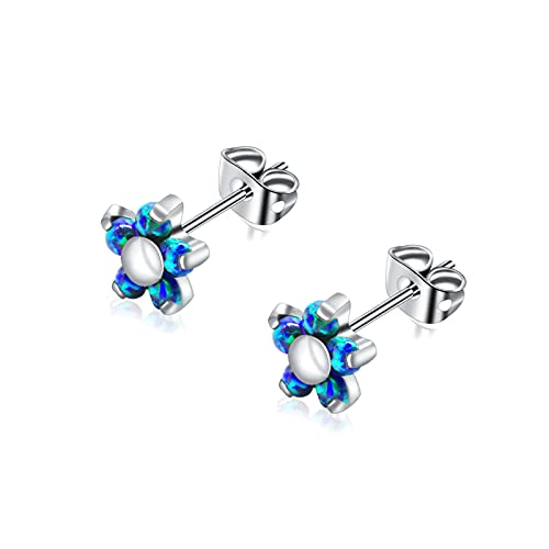 Titan Opal Labret Flower Stud Ohrringe für Frauen Mädchen, hypoallergen Birthstone Opal Ohrringe für empfindliche Ohren – Knorpellappen Ohrringe Schmuck von Artskin