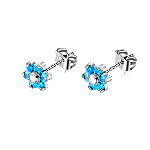 Titan Zirkonia CZ Ohrstecker Hypoallergen Klassische Blumen ohrringe für Frauen Mädchen Knorpel Blau Ohrringe Empfindliche Ohren Titan Zirkonia CZ Ohrstecker Hypoallergen Klassische Blumen ohrringe für Frauen Mädchen Knorpel Blau Ohrringe Empfindliche Ohren von Artskin