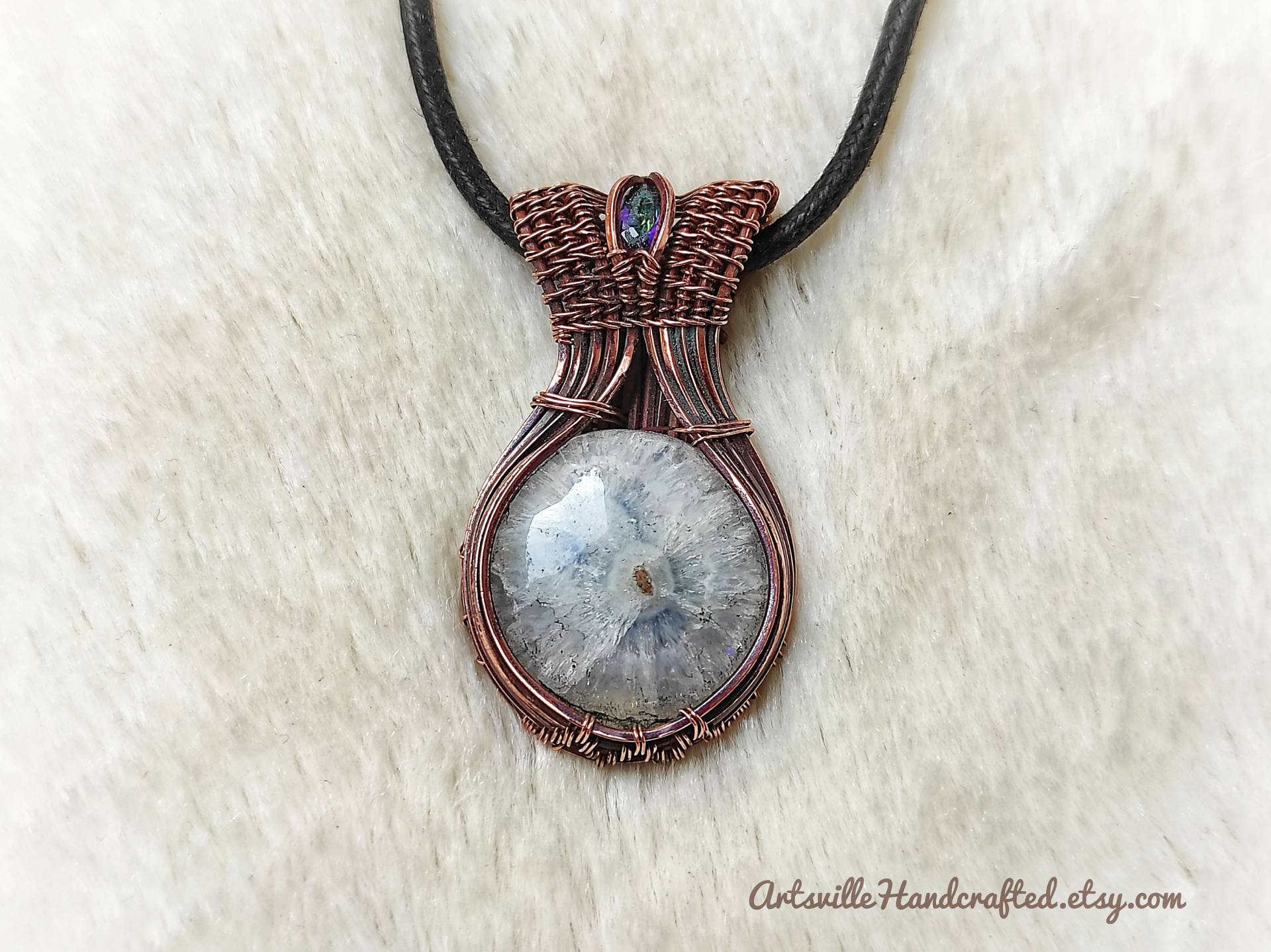 Solar Quarz Anhänger Halskette, Draht Gewickelt Schmuck, Schutz Elfen Reine Weiße Geschenk Für Sie, Heilende Kristalle von ArtsvilleHandcrafted