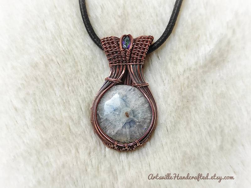 Solar Quarz Anhänger Halskette, Draht Gewickelt Schmuck, Schutz Elfen Reine Weiße Geschenk Für Sie, Heilende Kristalle von ArtsvilleHandcrafted