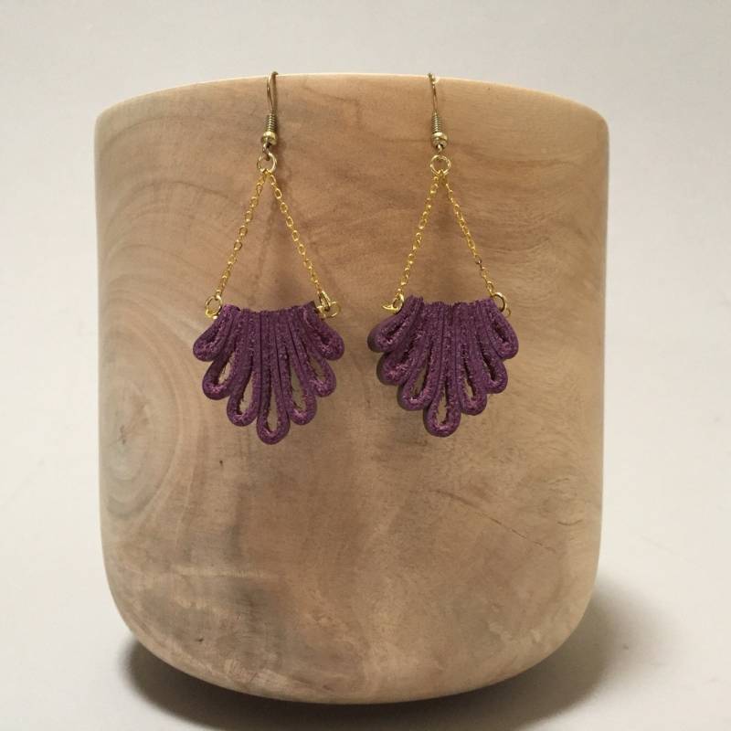 Lila Lotus Stil Leder Ohrringe - Umgewidmet von ArtsyIntuition