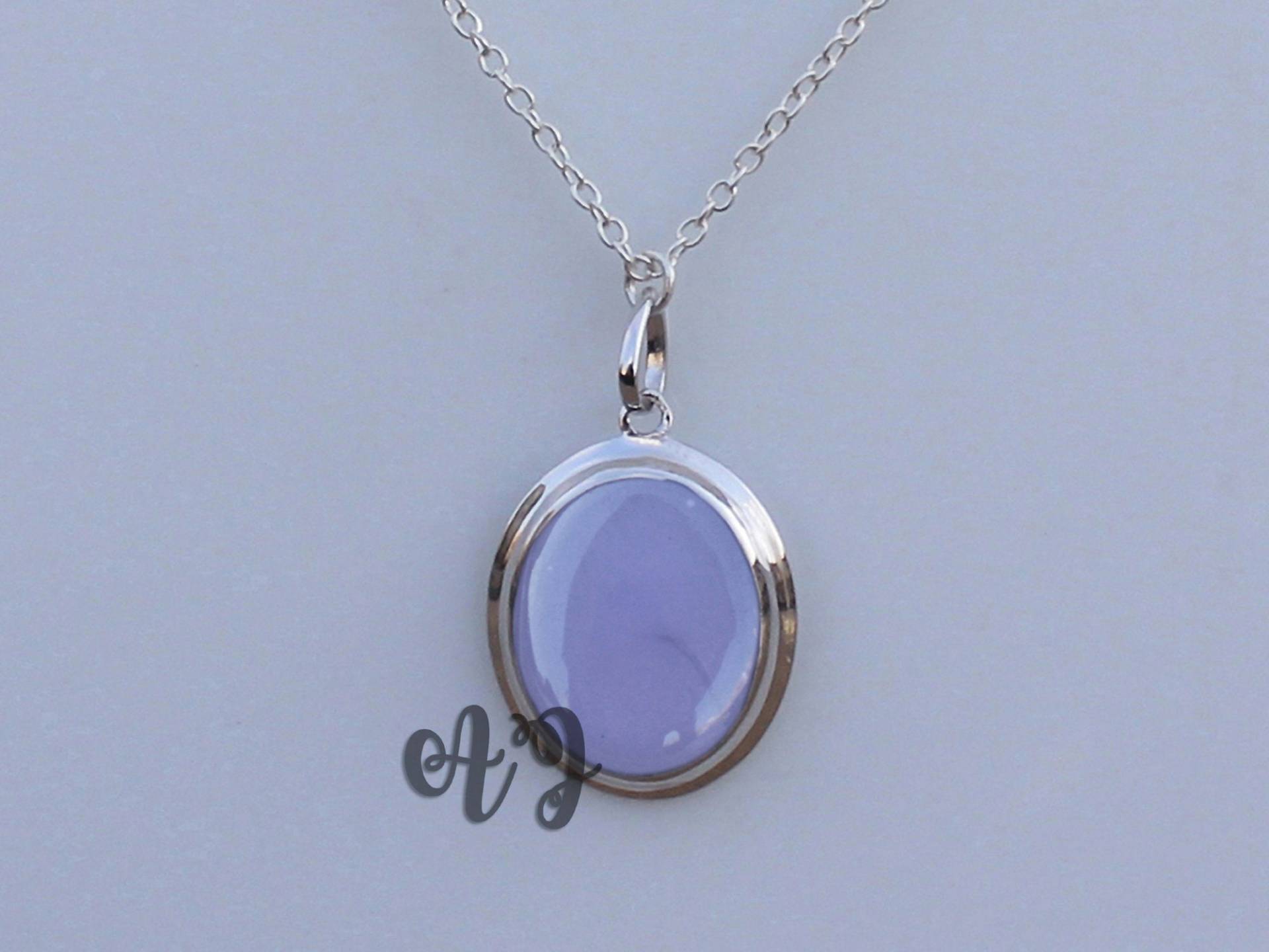 Lavendel Quarz 16x20mm Oval Cabochon 925 Sterling Silber Rhodiniert Lünette Anhänger Kette Halskette-Aaa-Qualitäts-Halsketten-Anhänger von ArtsyjewelsForyou