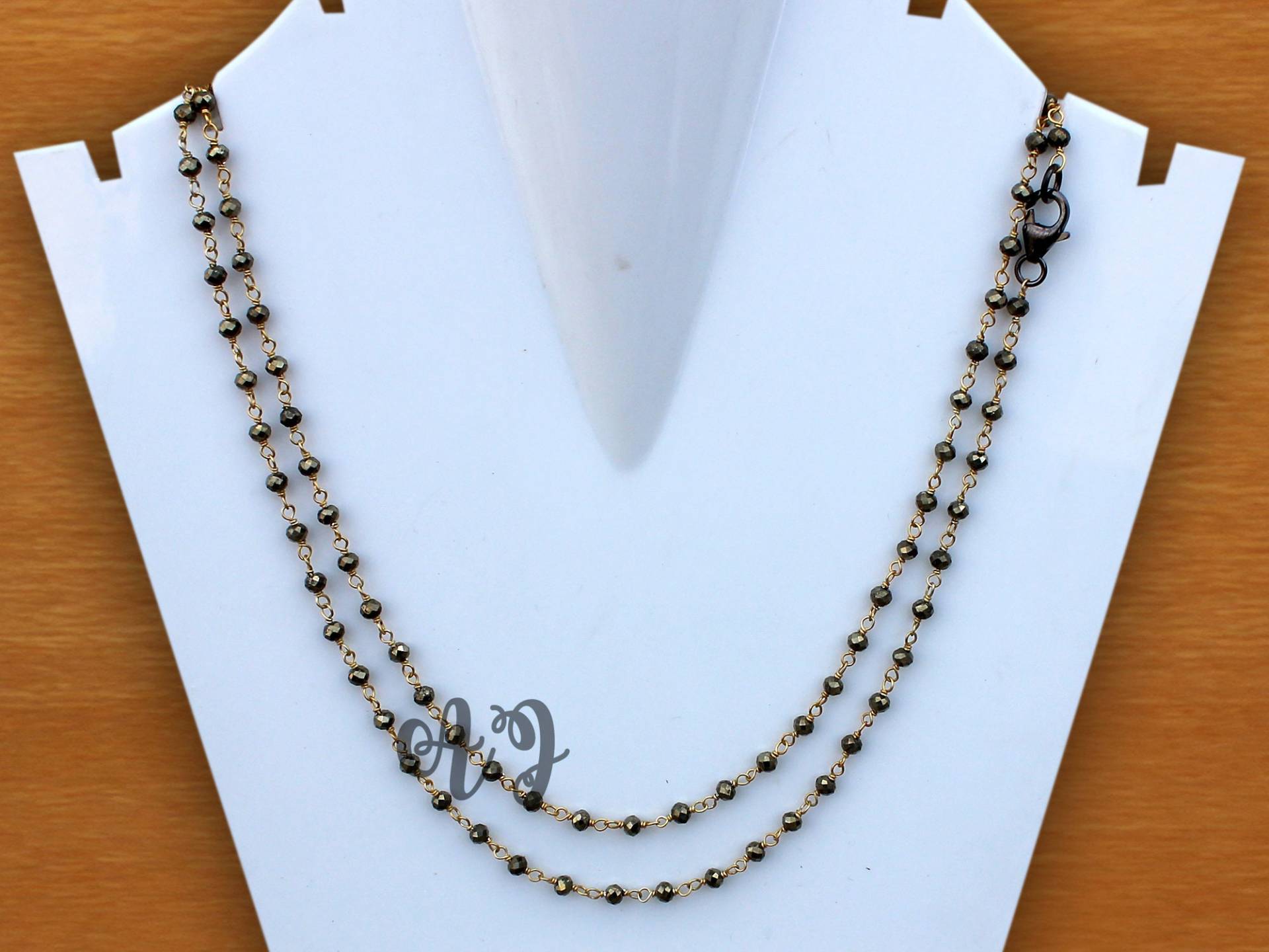 Natürliche Pyrit 3-4mm Rondelle Facettierte Silber Perlen Kette Vergoldete Halskette-Aaa Hochwertige Halskette von ArtsyjewelsForyou