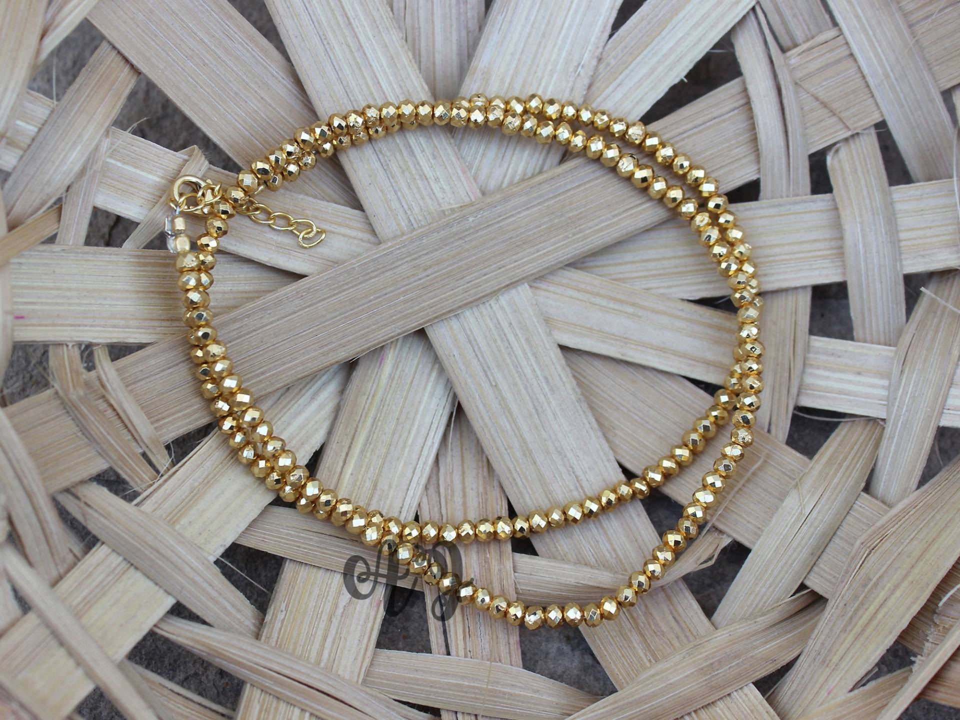 Schöne Goldene Pyrit 3-4mm Roundel Facettierte Perlen Vergoldete Halskette-Goldene Halskette Schmuck Machen von ArtsyjewelsForyou