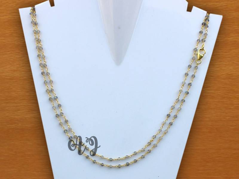 Schöne Natürliche Labradorit 3-4mm Rondelle Facettierte Perlen Kette Vergoldete Halskette-Labradorit Halskette von ArtsyjewelsForyou