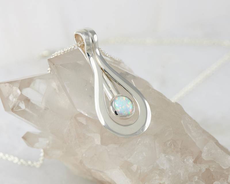 Opal Anhänger - Halskette - Sterling Silber Halskette Mit Opal - Schmuck - Edelstein von Artulia